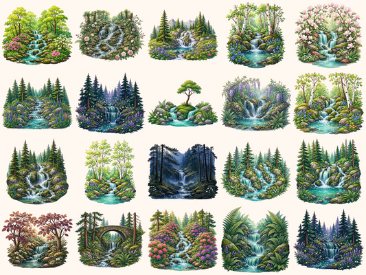 Forest Waterfalls Clipart