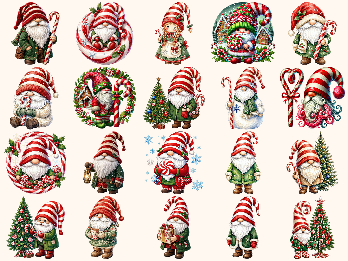 Candy Cane Gnomes Clipart