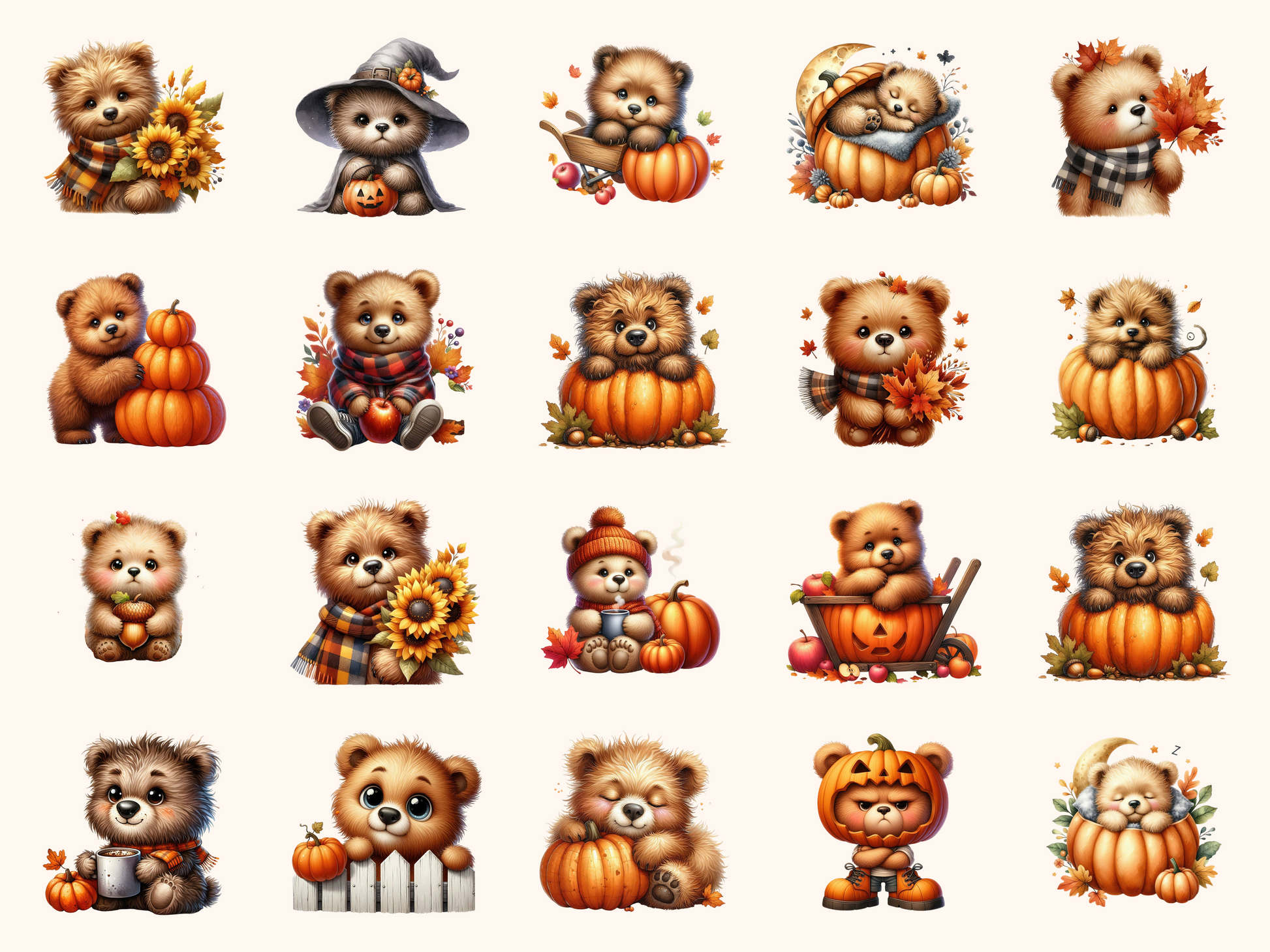 Autumn Bears Clipart
