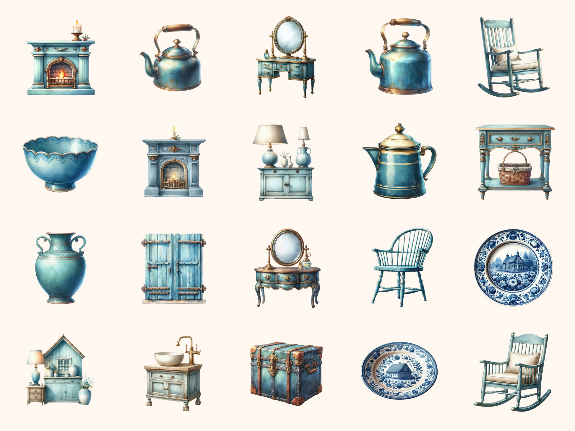 Patina Blue Home Clipart