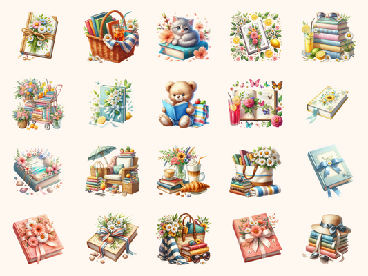 Summer Bookish Clipart