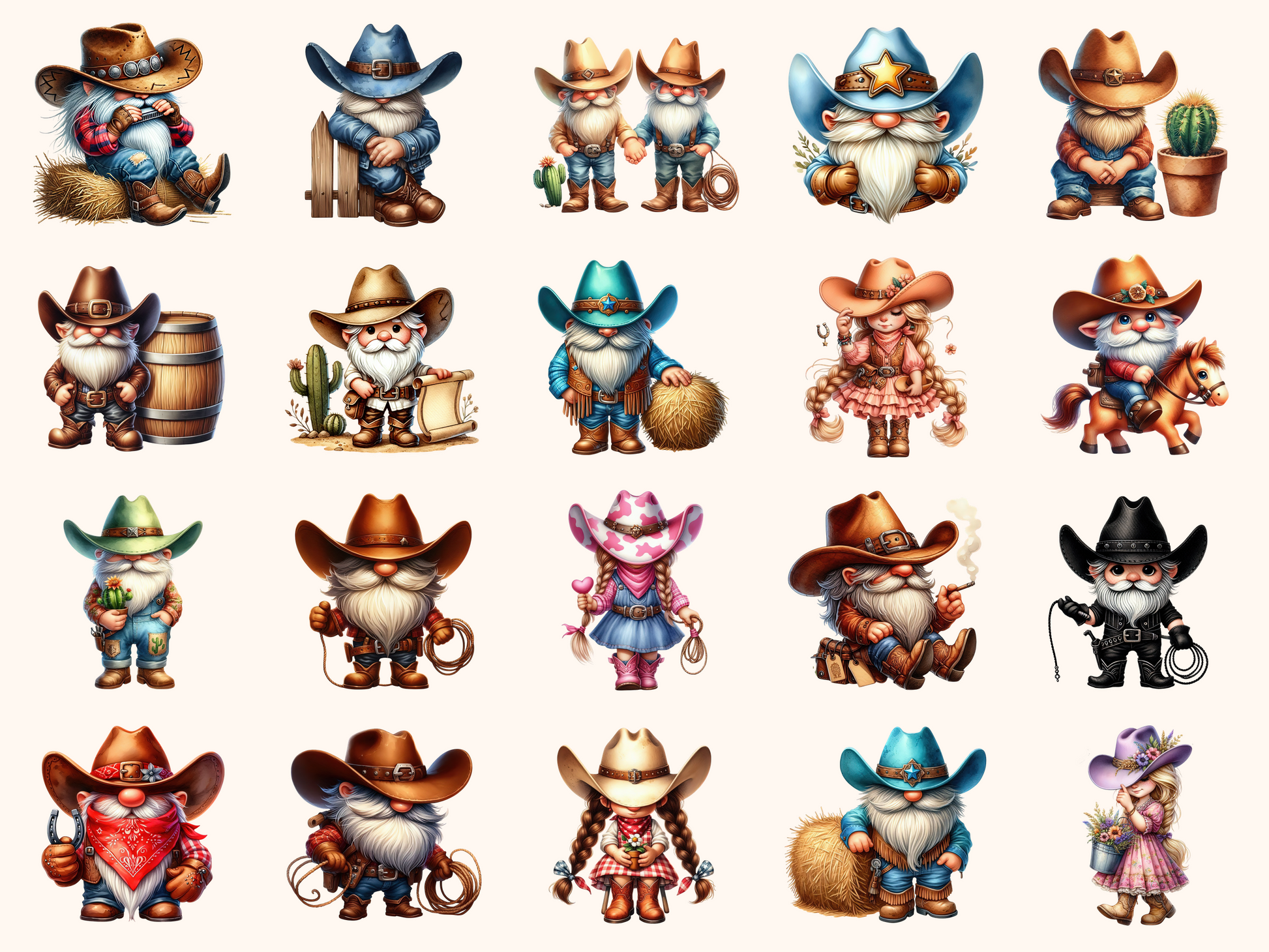 Cowboy Gnomes Clipart