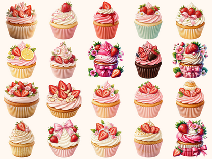 Strawberry Cupcakes Clipart
