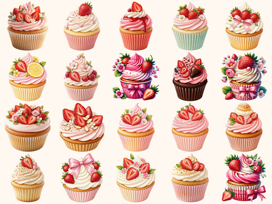 Strawberry Cupcakes Clipart