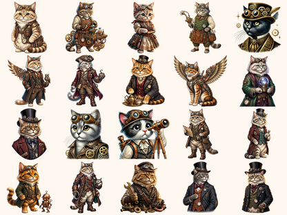 Steampunk Cats Clipart