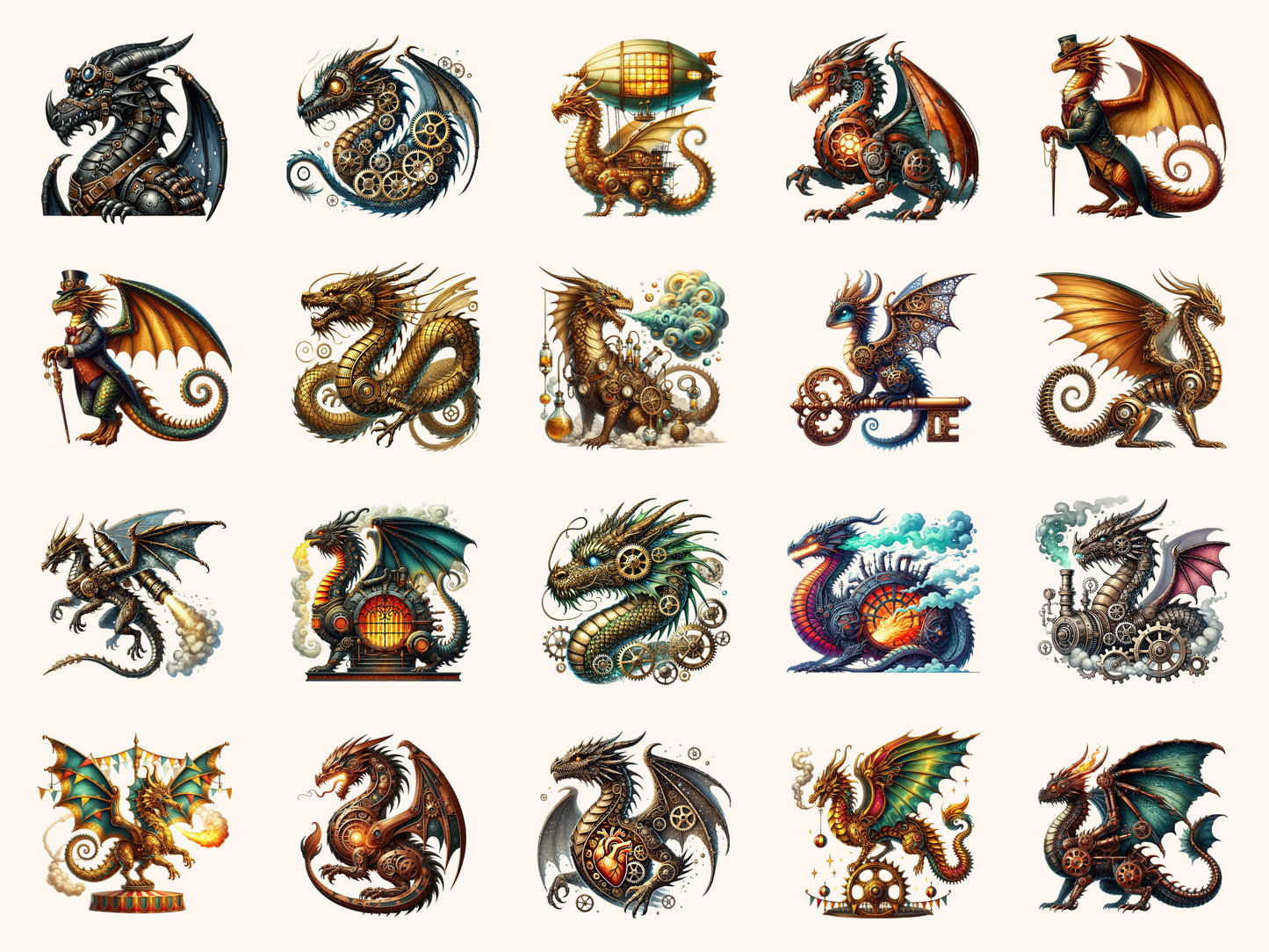 Steampunk Dragons Clipart