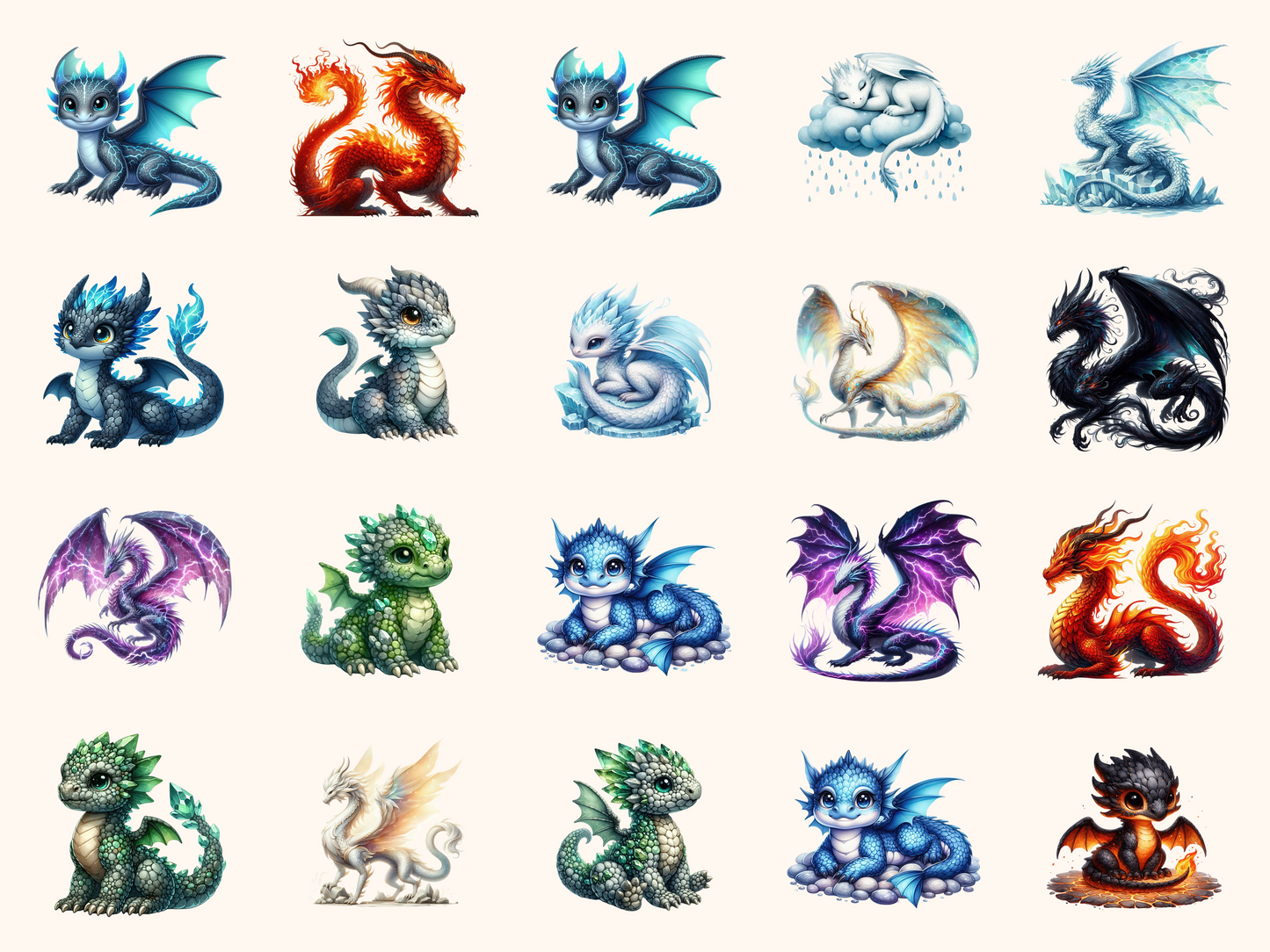 Elemental Dragons Clipart