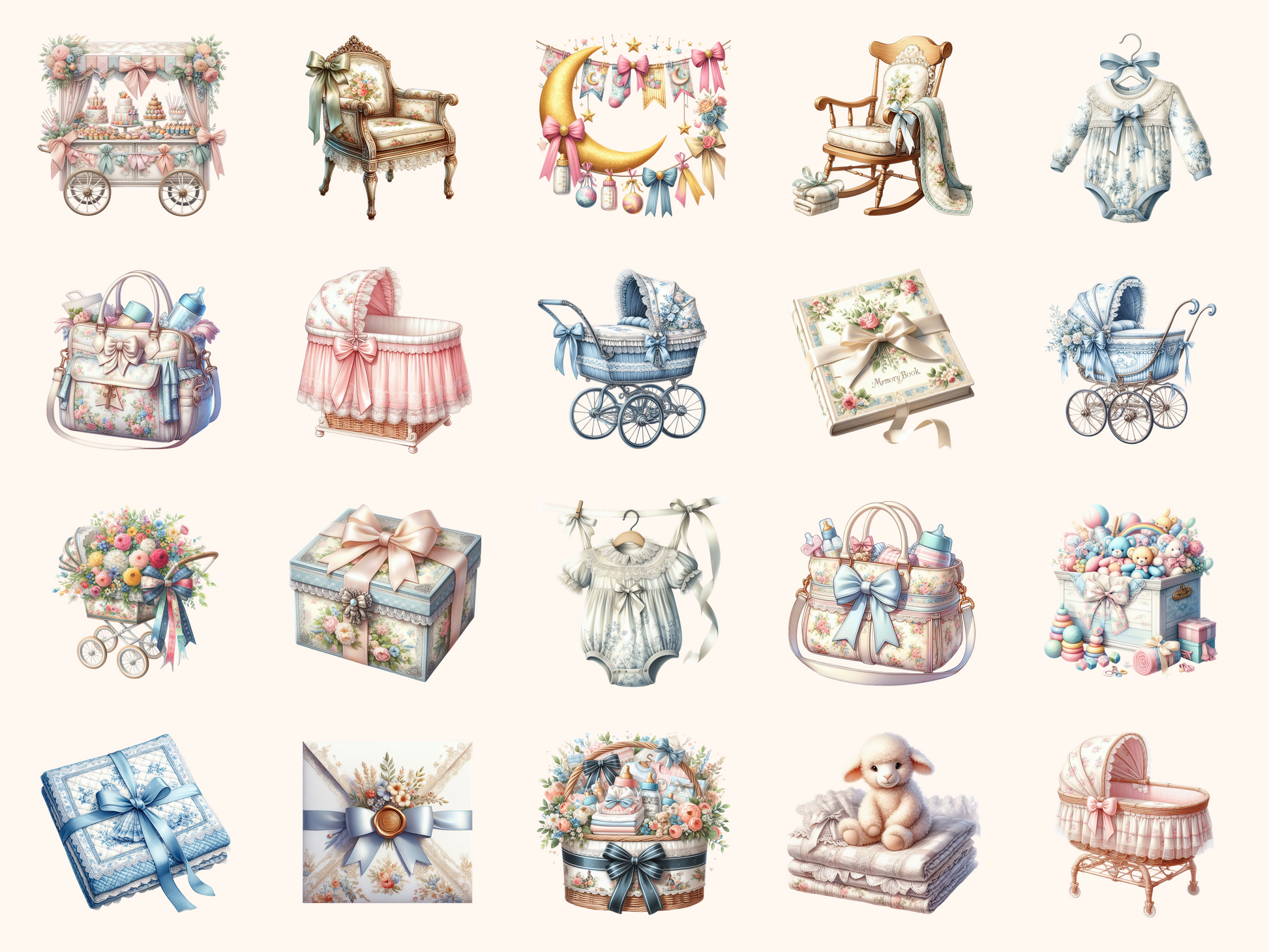 Toile Baby Shower Clipart