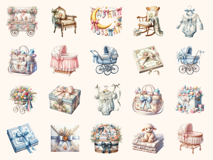 Toile Baby Shower Clipart