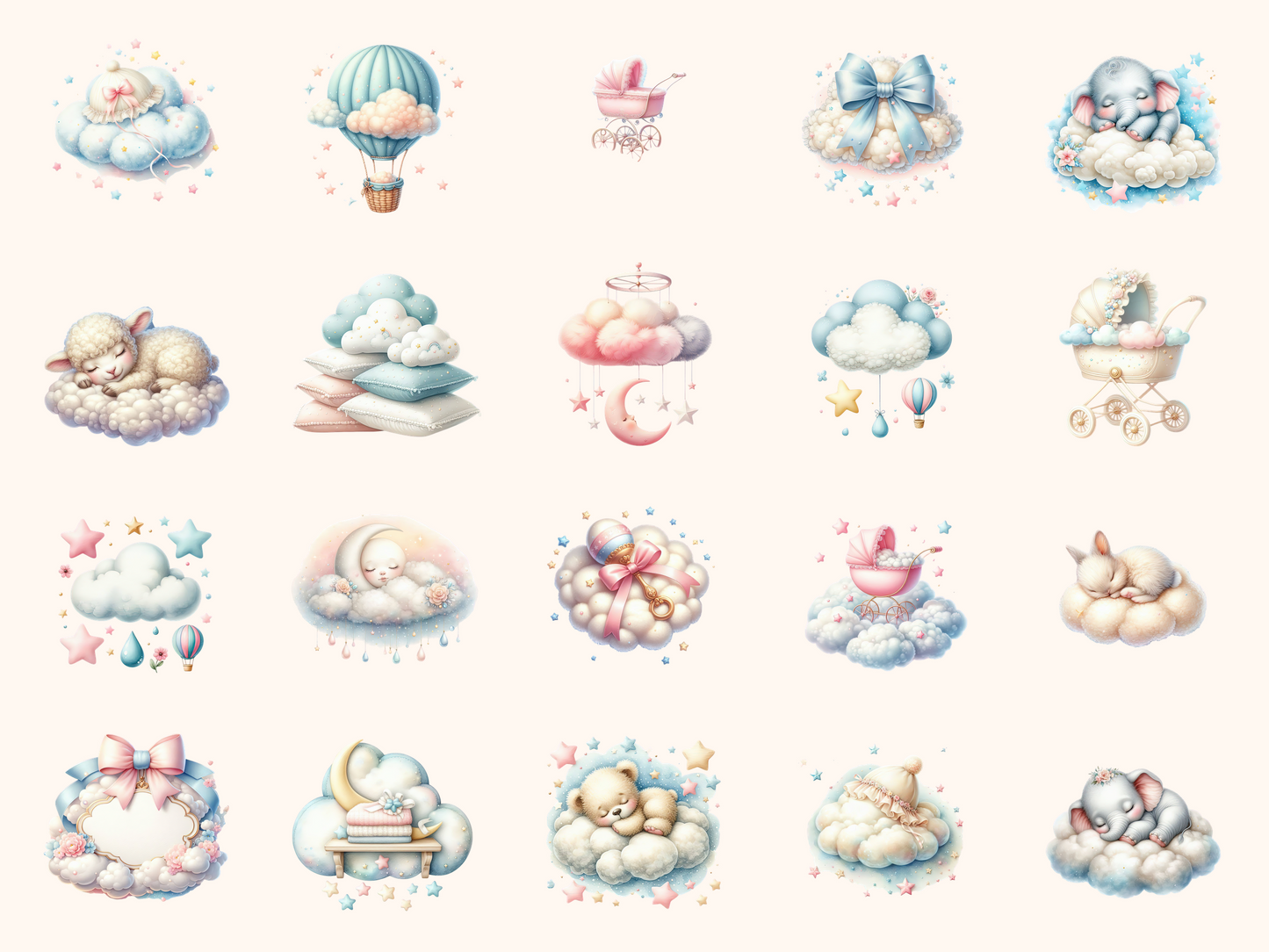 Cloud Nine Baby Shower Clipart