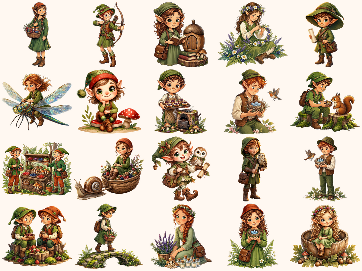 Woodland Elves Clipart