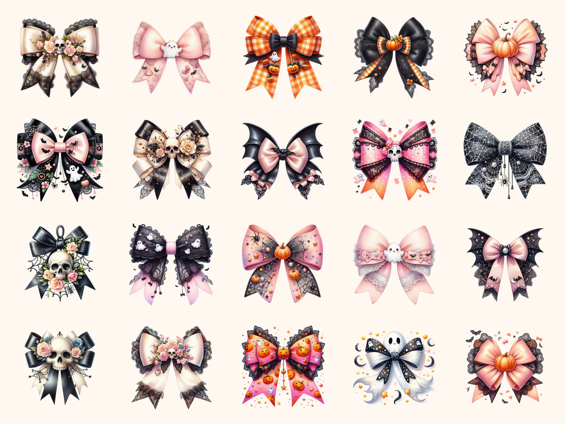 Coquette Halloween Bows Clipart