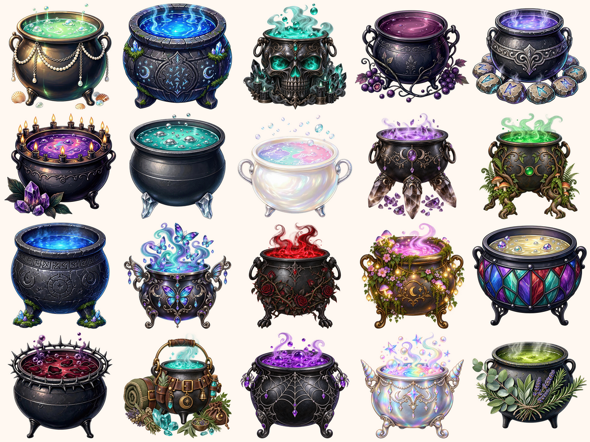 Witch Cauldrons Clipart