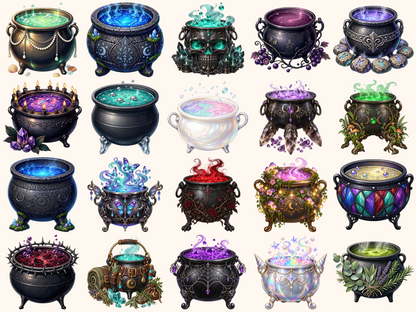 Witch Cauldrons Clipart