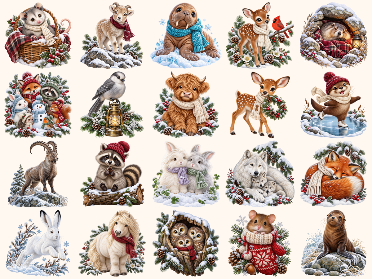 Winter Animals Clipart — listing preview 1