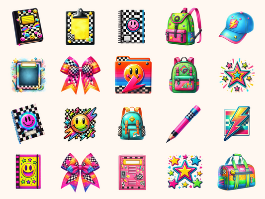 Retro Neon School Clipart