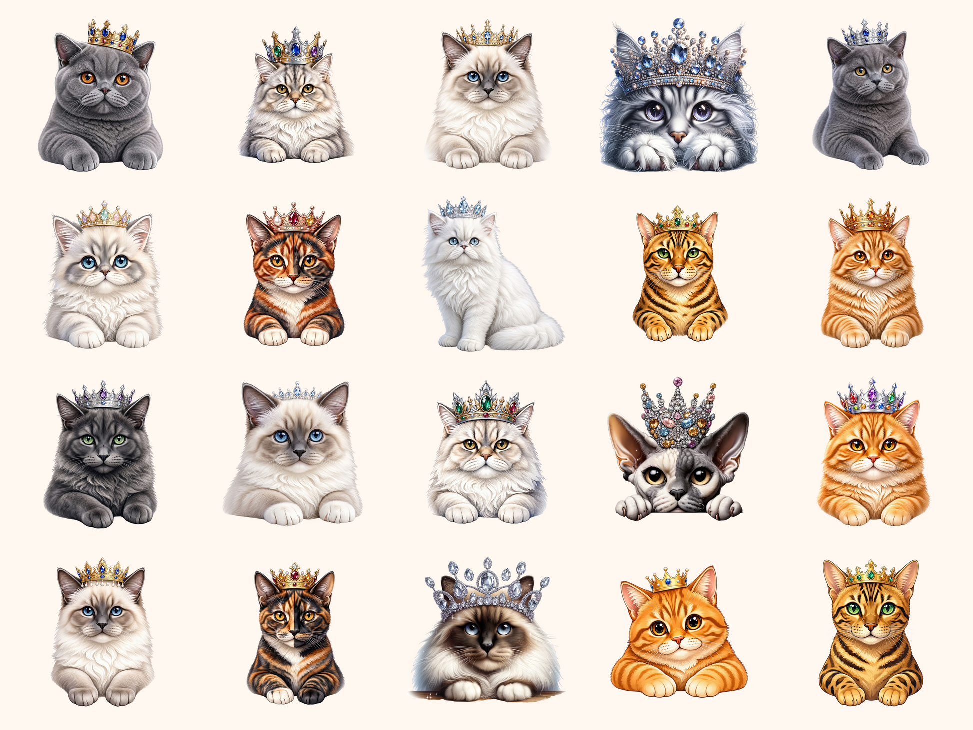 Cats with Crowns Clipart