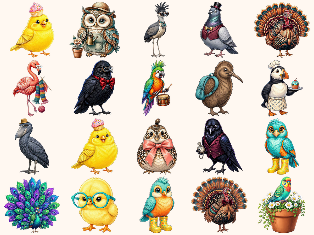 Quirky Birds Clipart