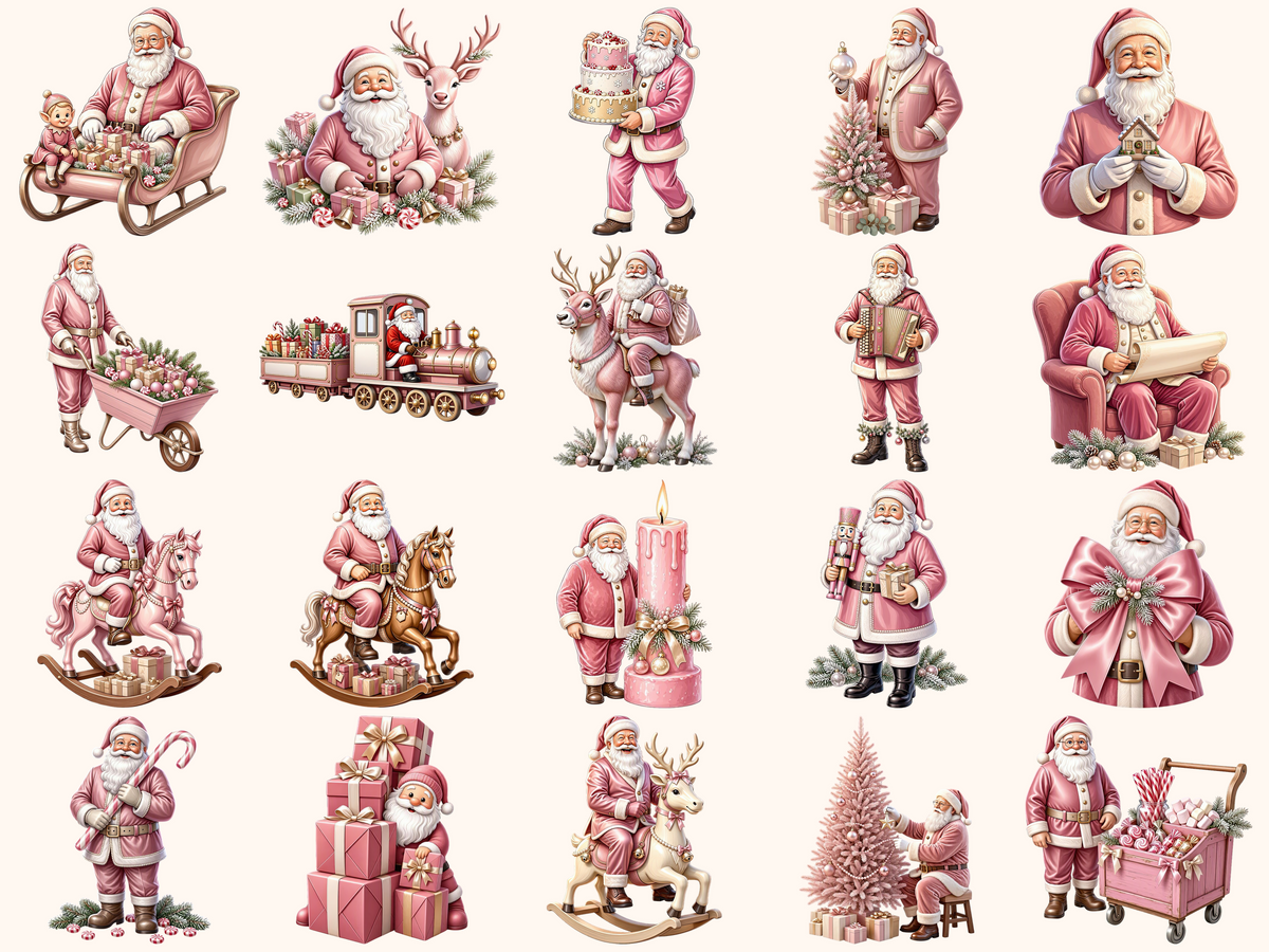 Pink Santa Claus Clipart