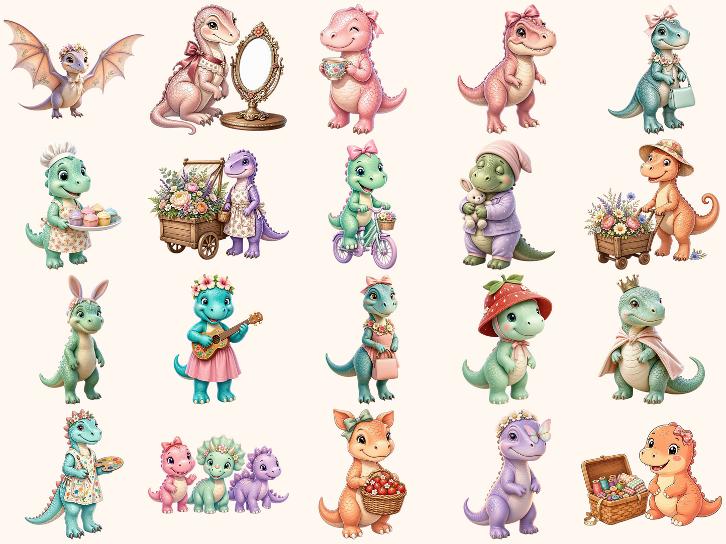 Girl Dinosaurs Clipart