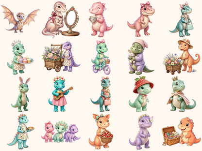 Girl Dinosaurs Clipart