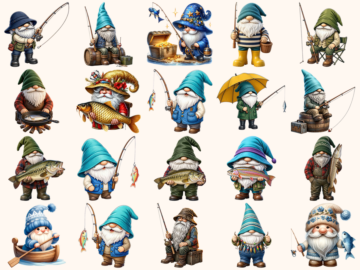 Fisher Gnomes Clipart