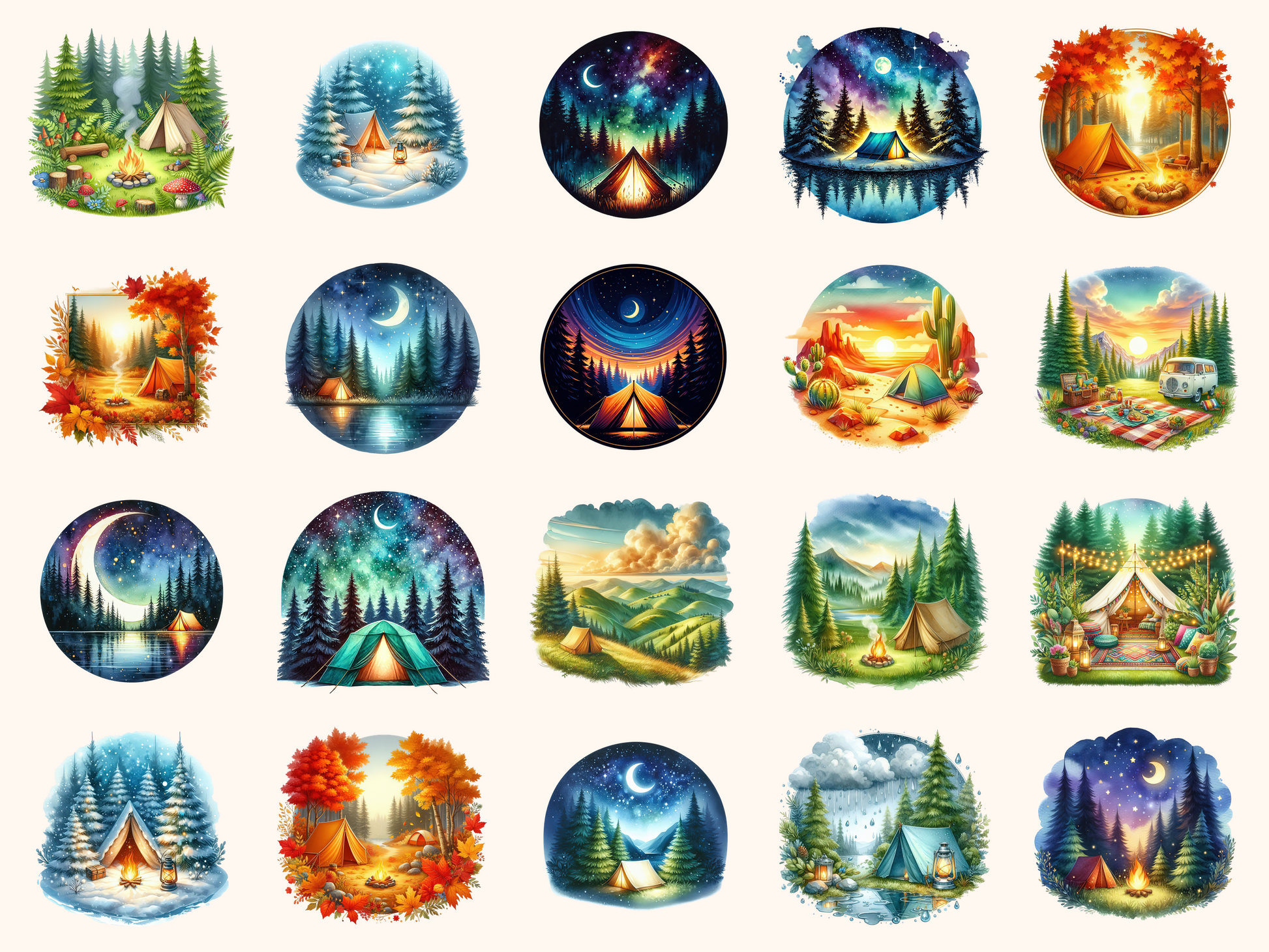 Camping Landscapes Clipart