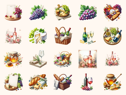 Cheese & Wine Clipart