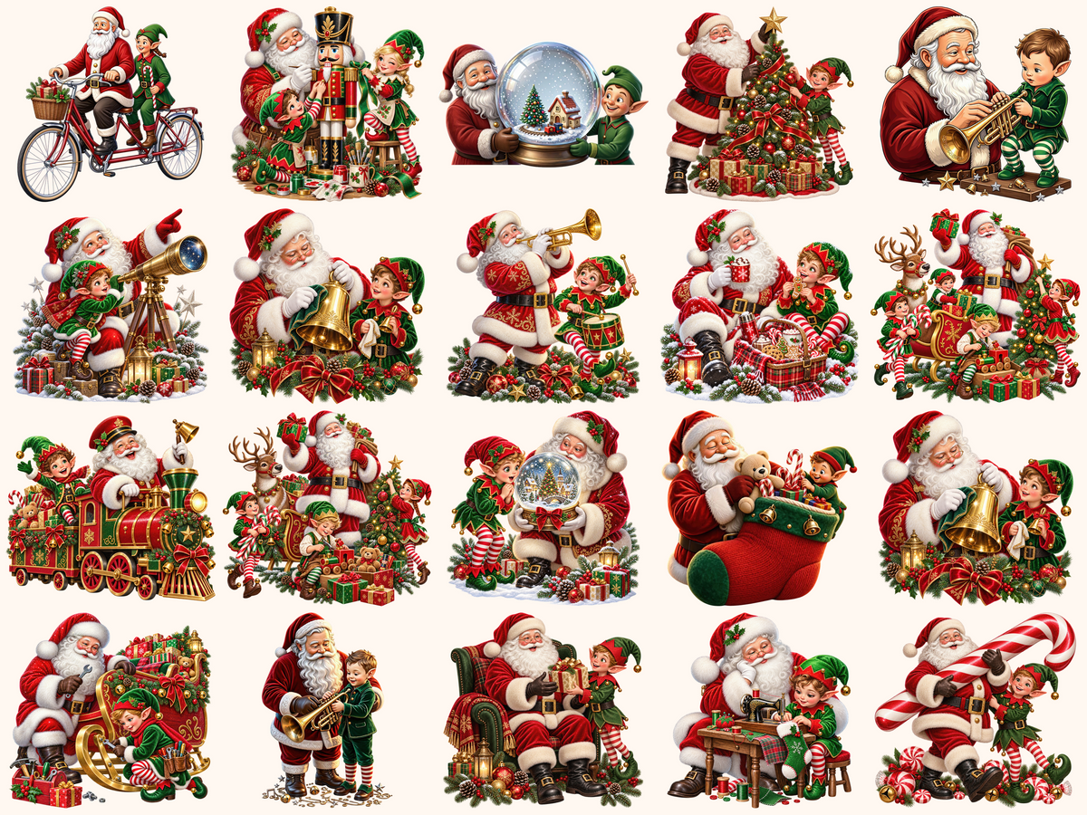 Santa & Elves Clipart
