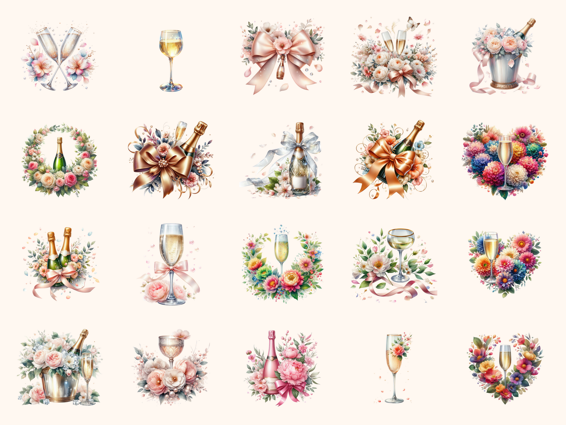 Petals & Champagne Clipart