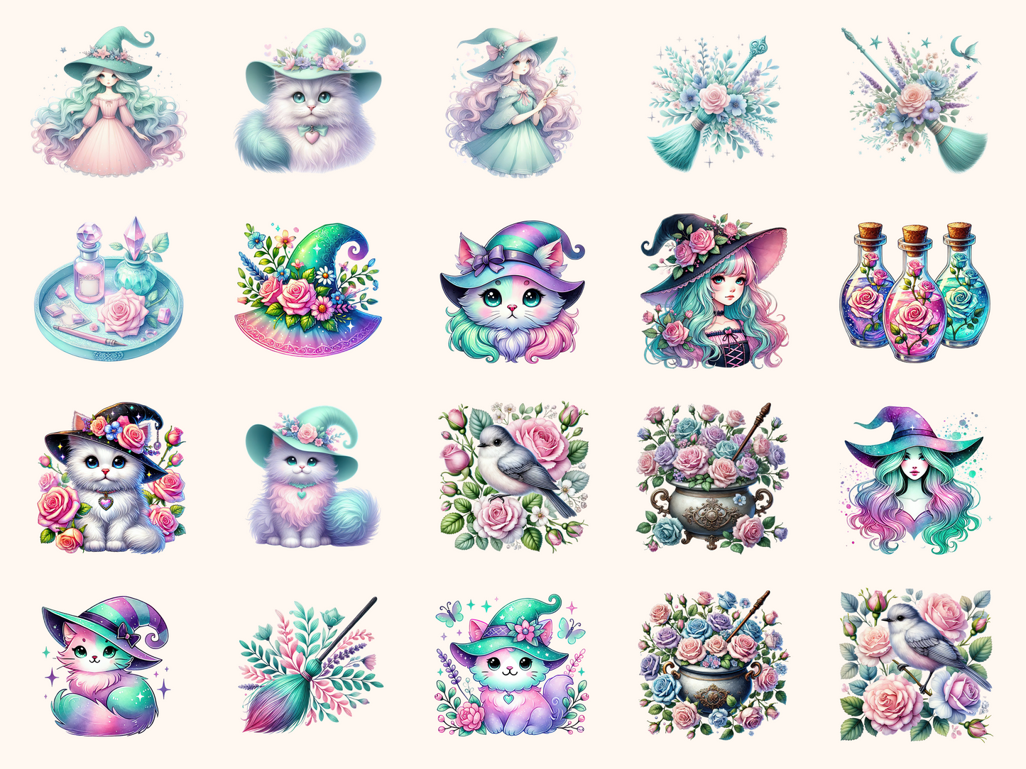 Pastel Witches Clipart
