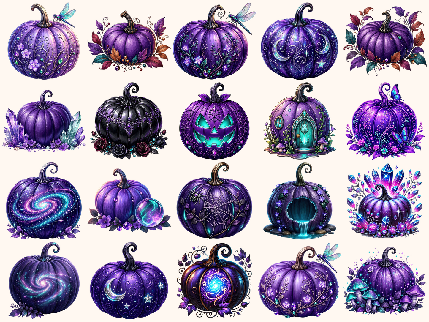 Violet Pumpkins Clipart