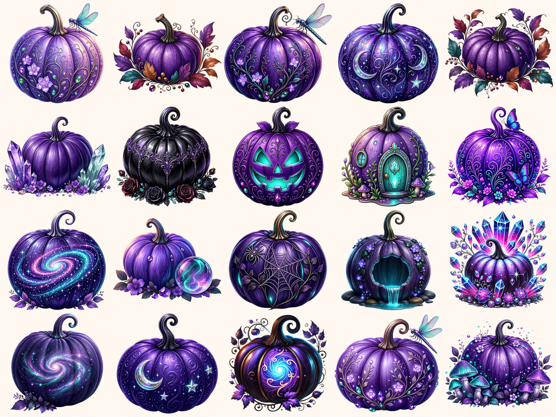 Violet Pumpkins Clipart
