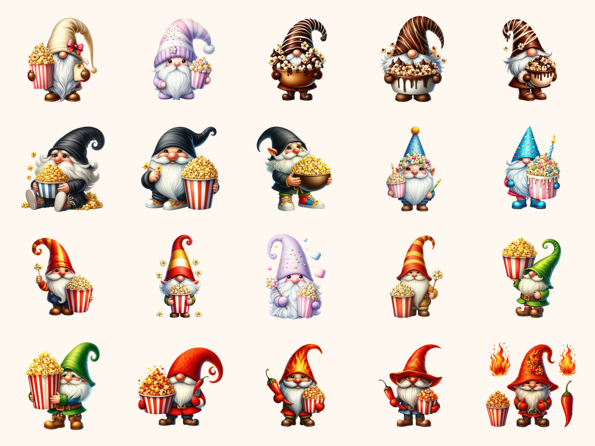 Popcorn Gnomes Clipart