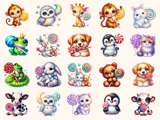 Lollipop Animals Clipart