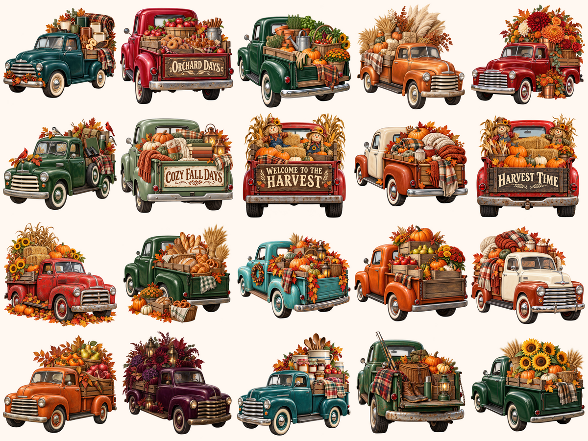 Autumn Trucks Clipart