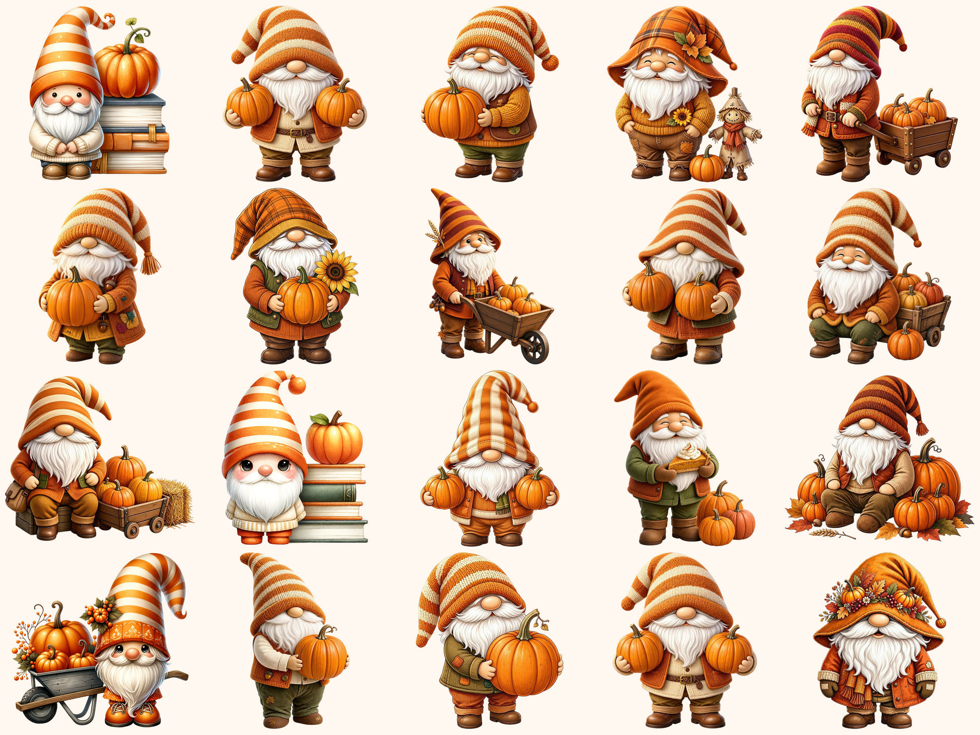 Pumpkin Gnomes Clipart