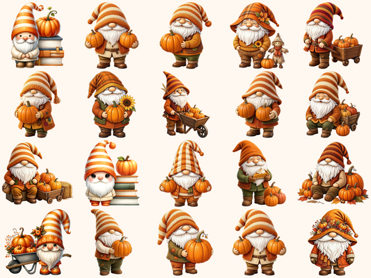 Pumpkin Gnomes Clipart