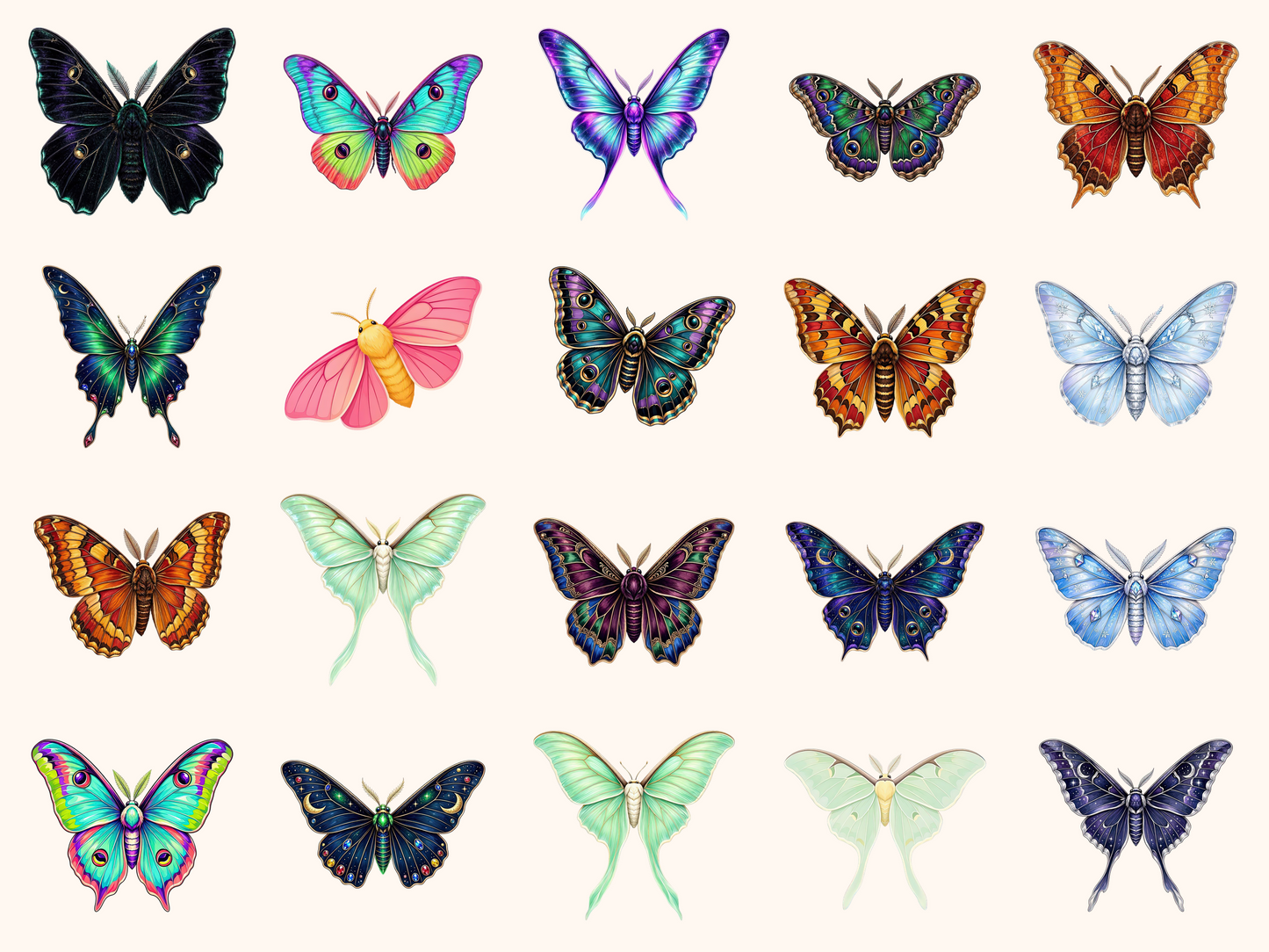 Fantasy Moths Clipart