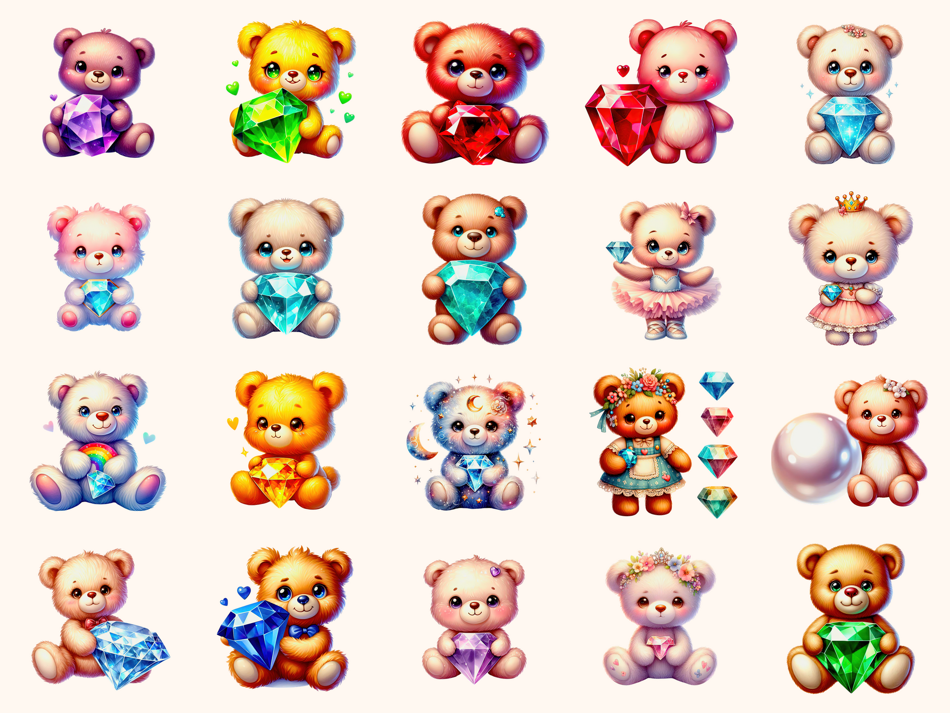 Birthstone Bears Clipart