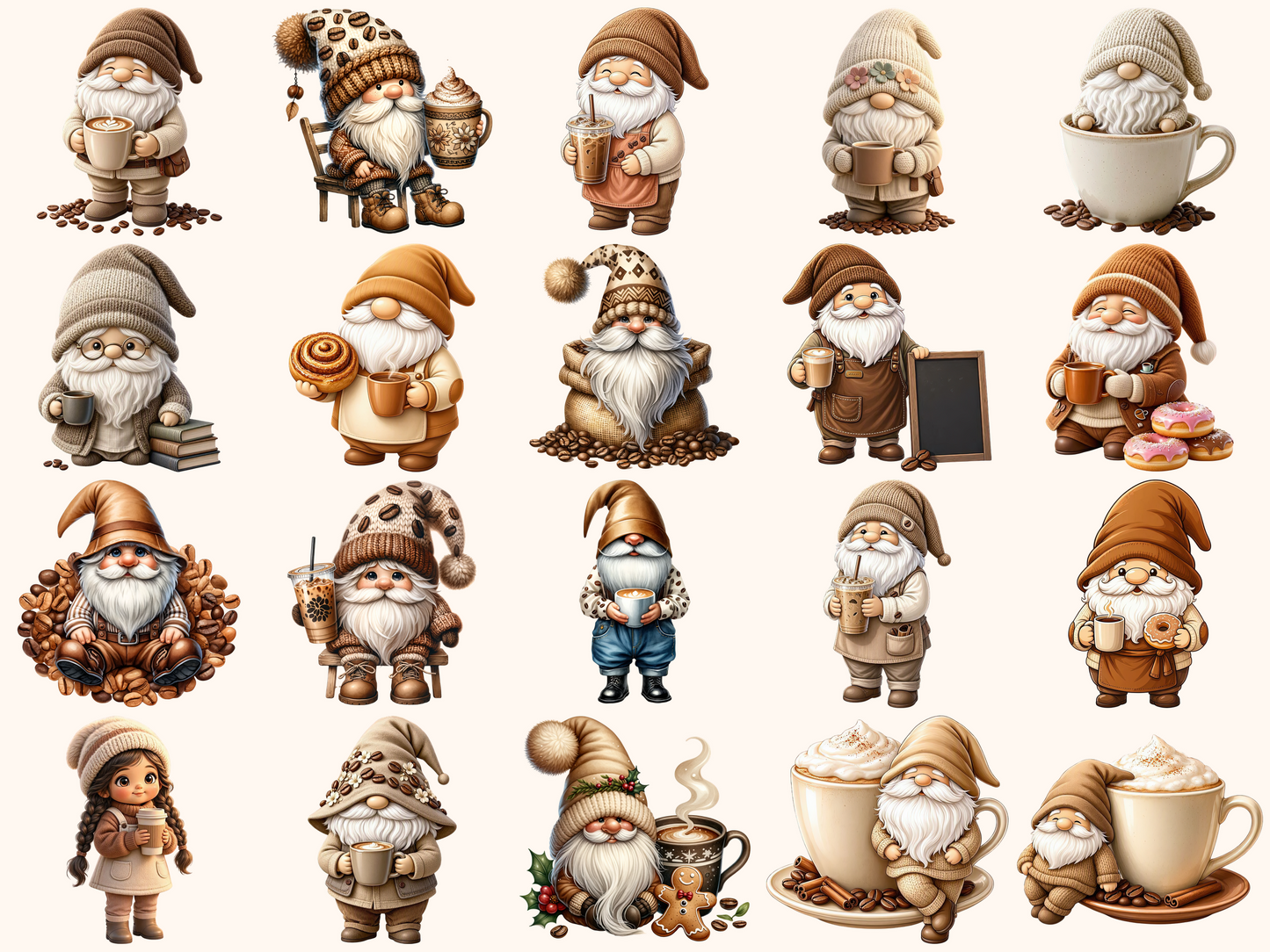 Coffee Gnomes Clipart