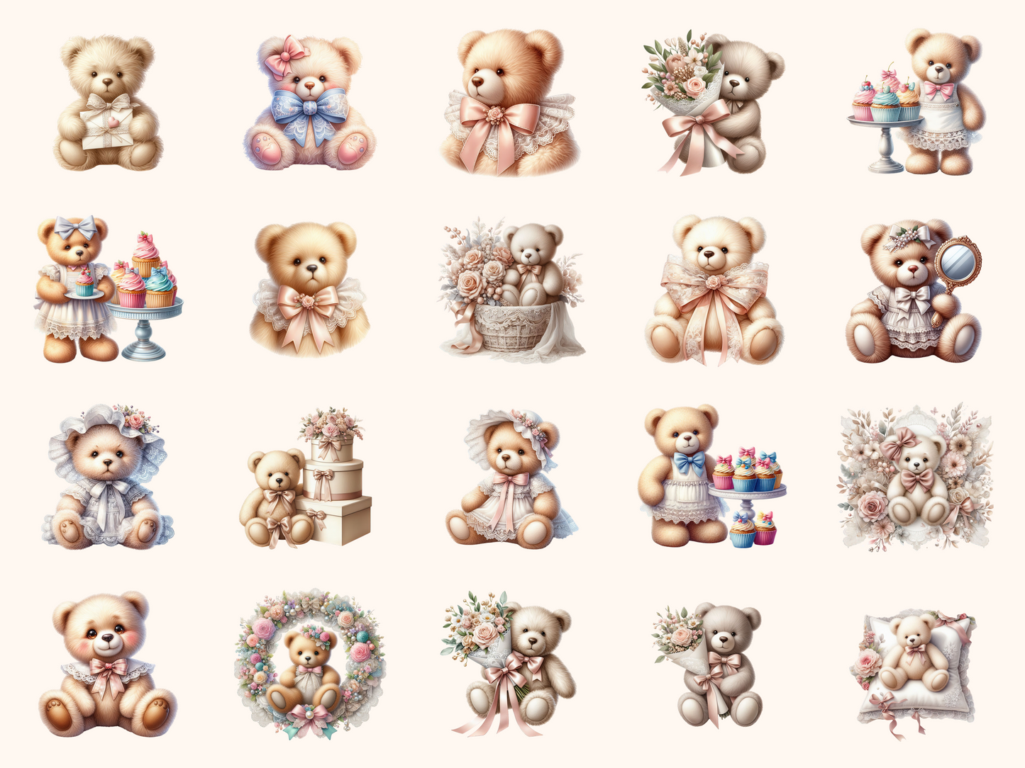 Lace Teddy Bears Clipart