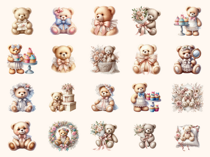 Lace Teddy Bears Clipart