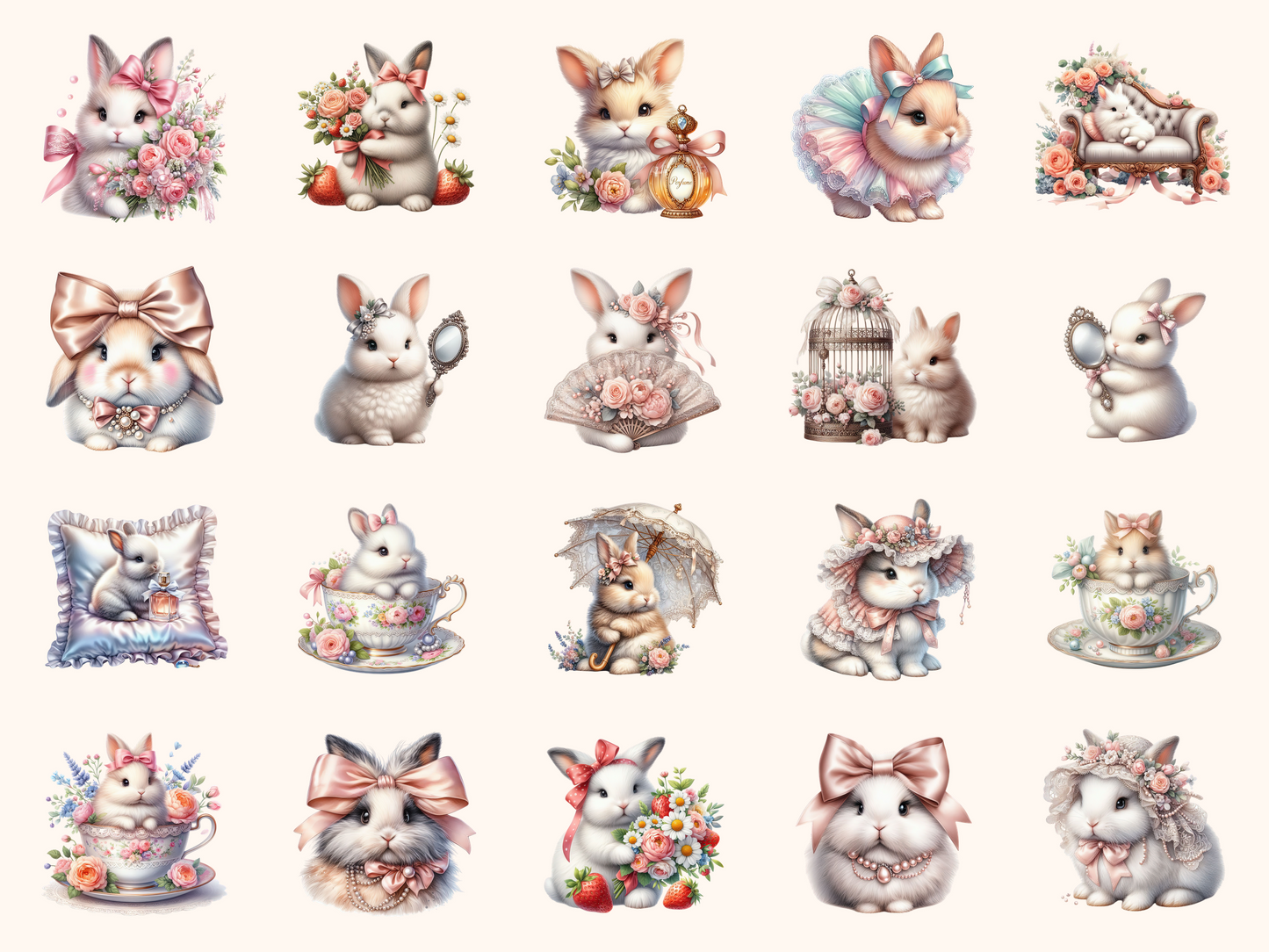 Coquette Bunnies Clipart