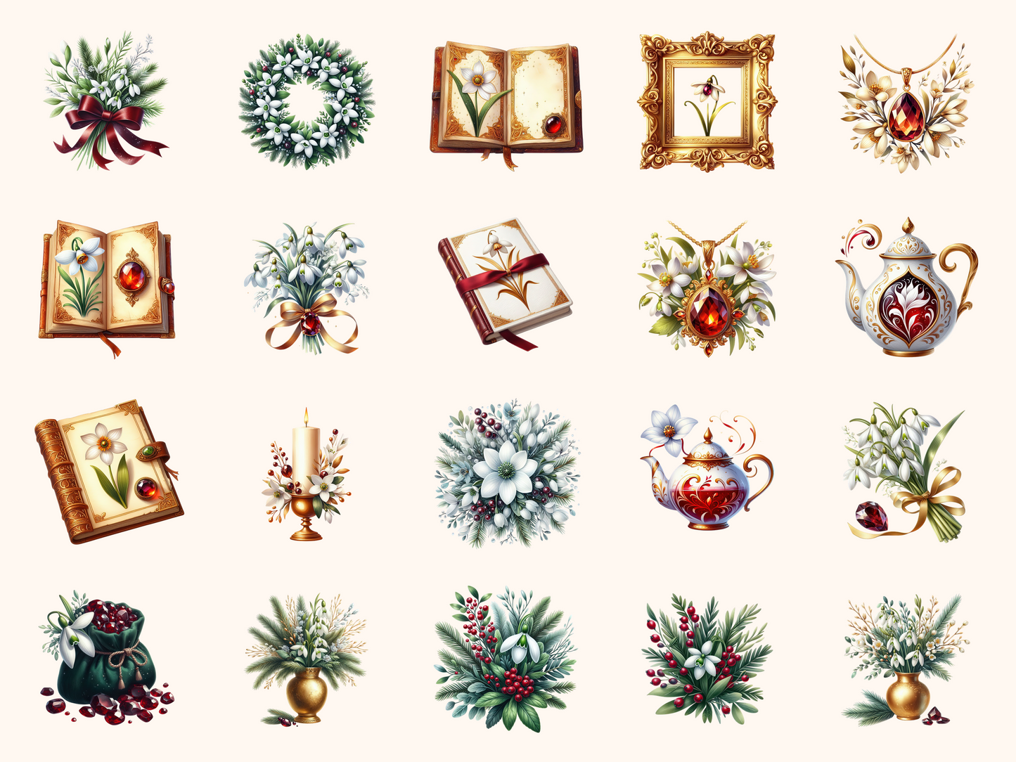 Garnet & Snowdrop Clipart
