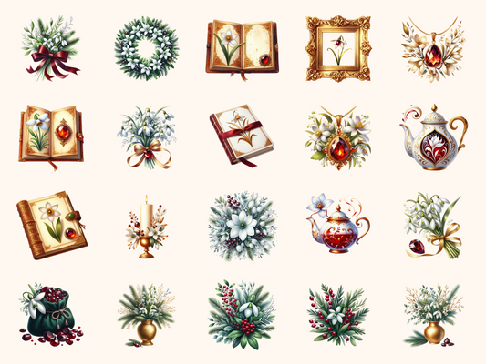 Garnet & Snowdrop Clipart