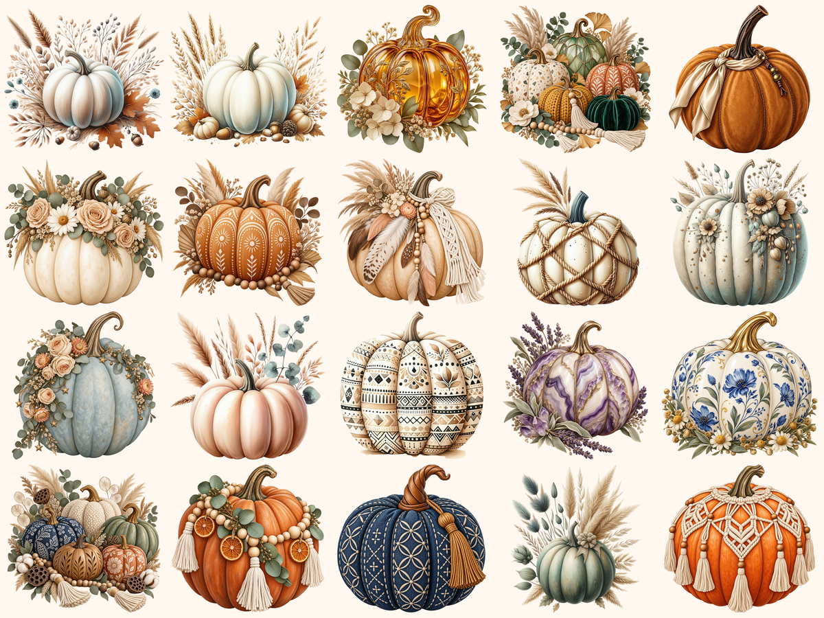Boho Pumpkins Clipart — listing preview 1
