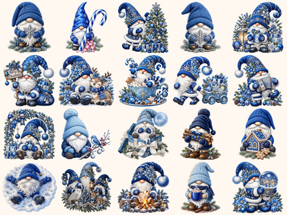 Blue Christmas Gnomes Clipart