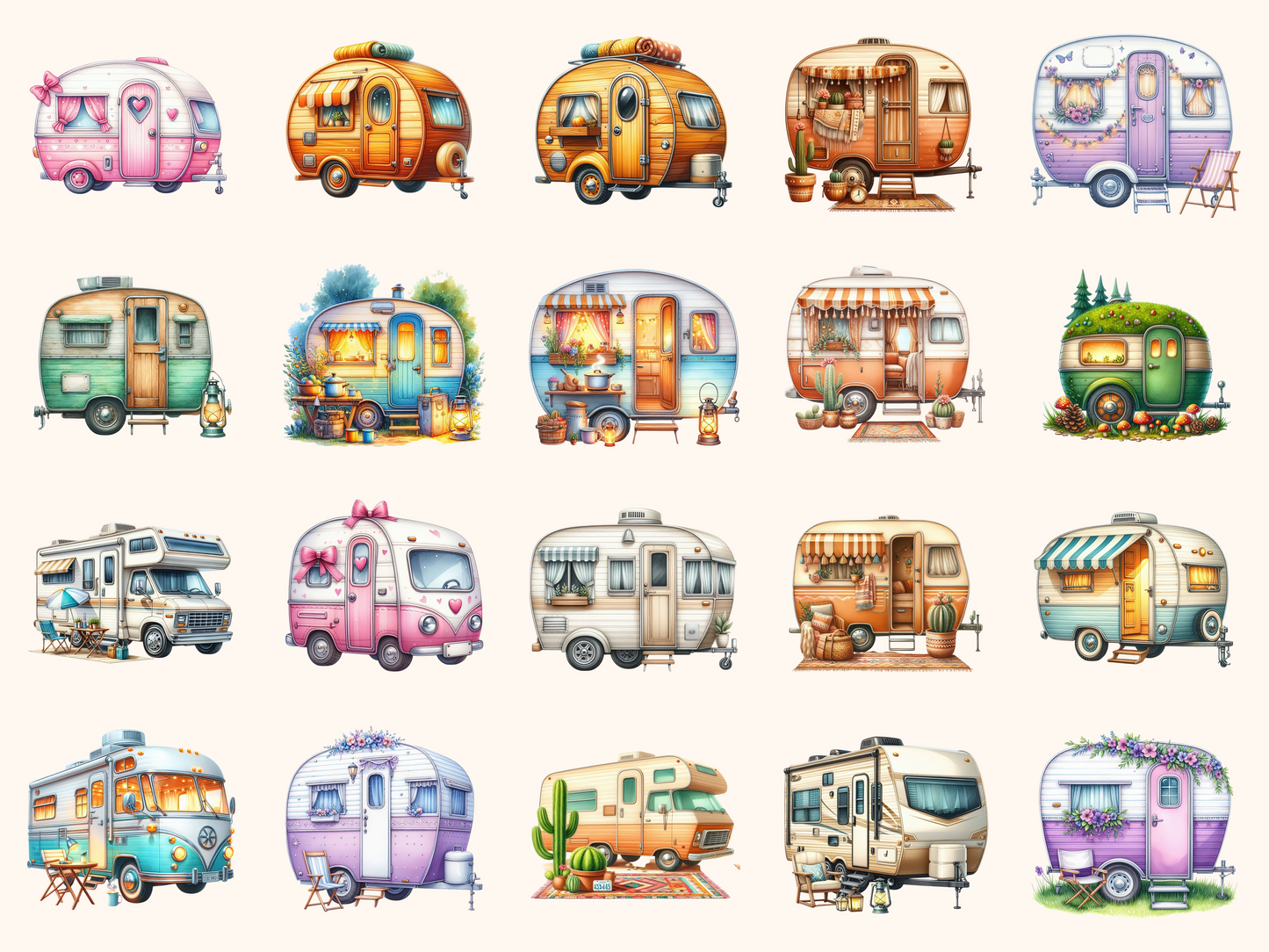Camping Caravans Clipart
