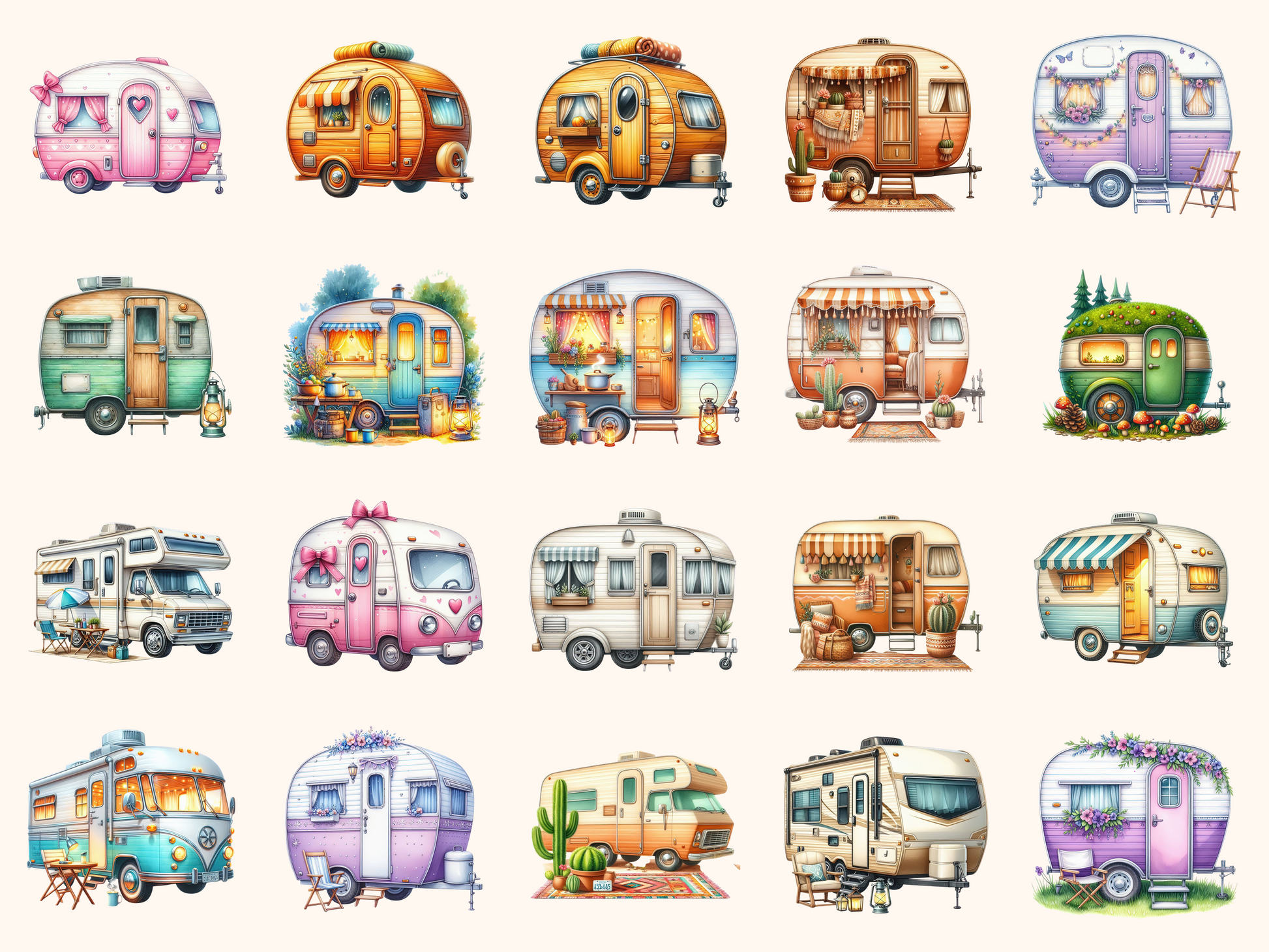 Camping Caravans Clipart